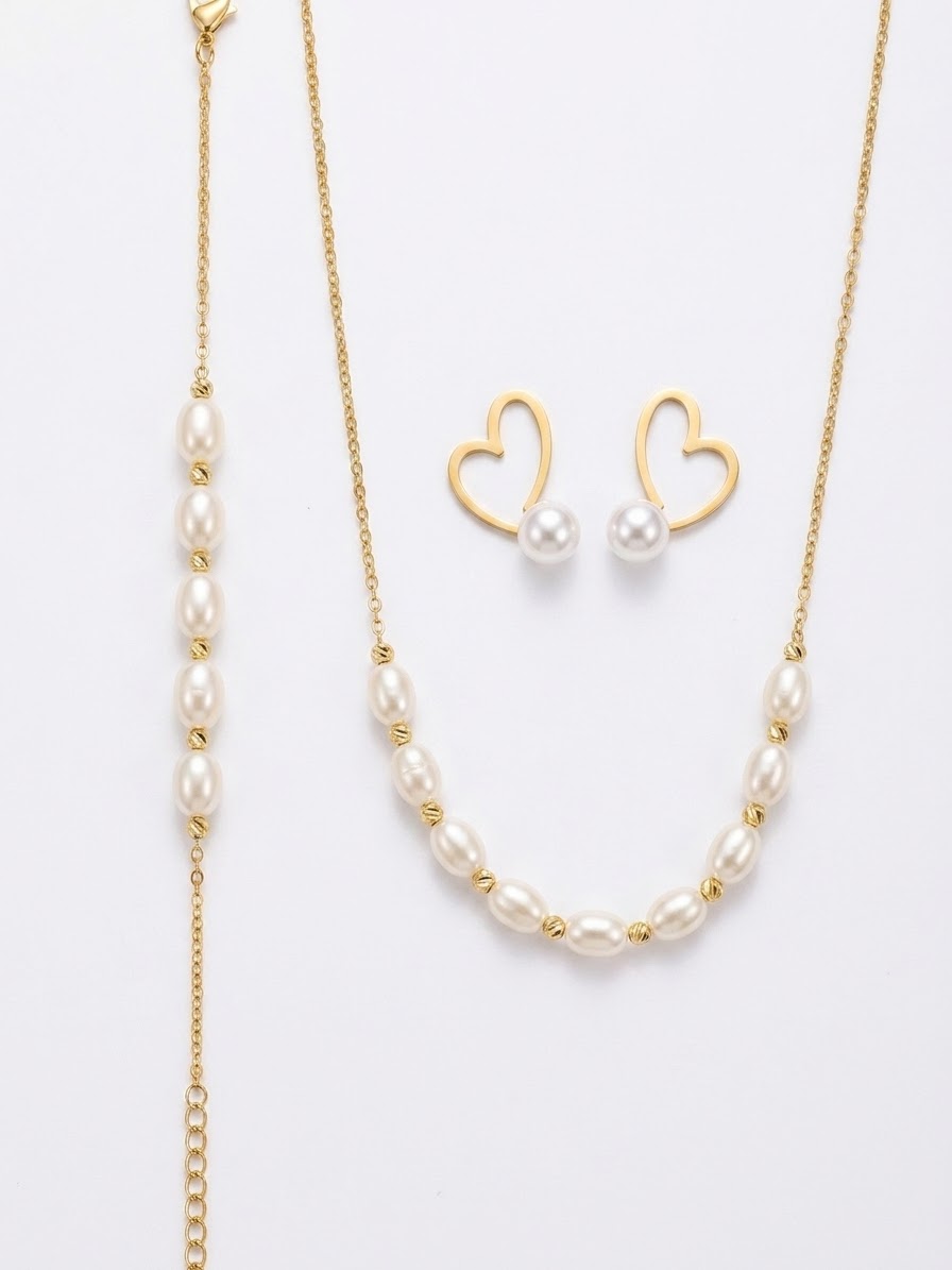 ✨ Ensemble Bijoux Perles & Doré