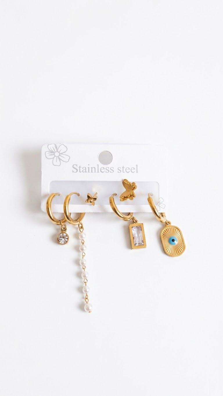 Set de Boucles d'Oreilles Asymétriques (6 pièces) 👁️🦋✨