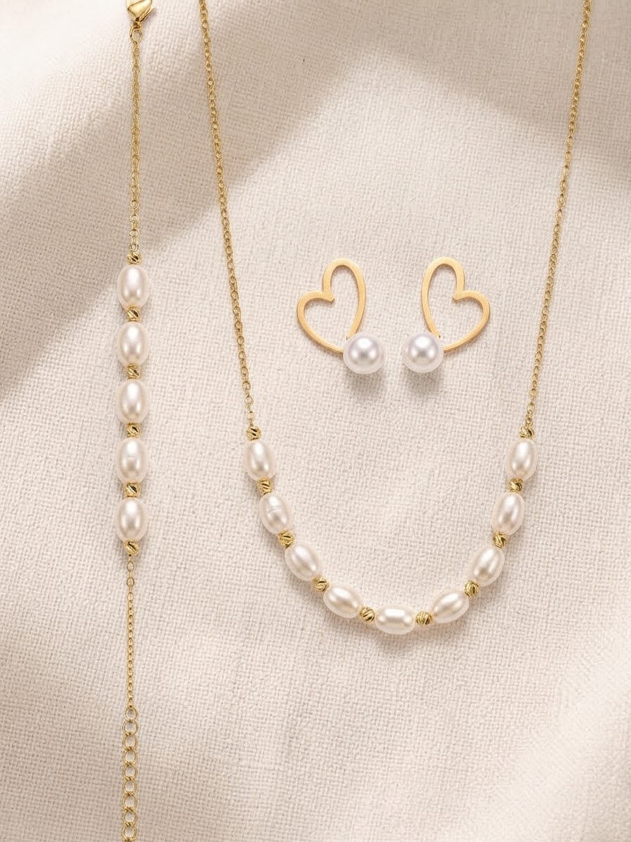 ✨ Ensemble Bijoux Perles & Doré