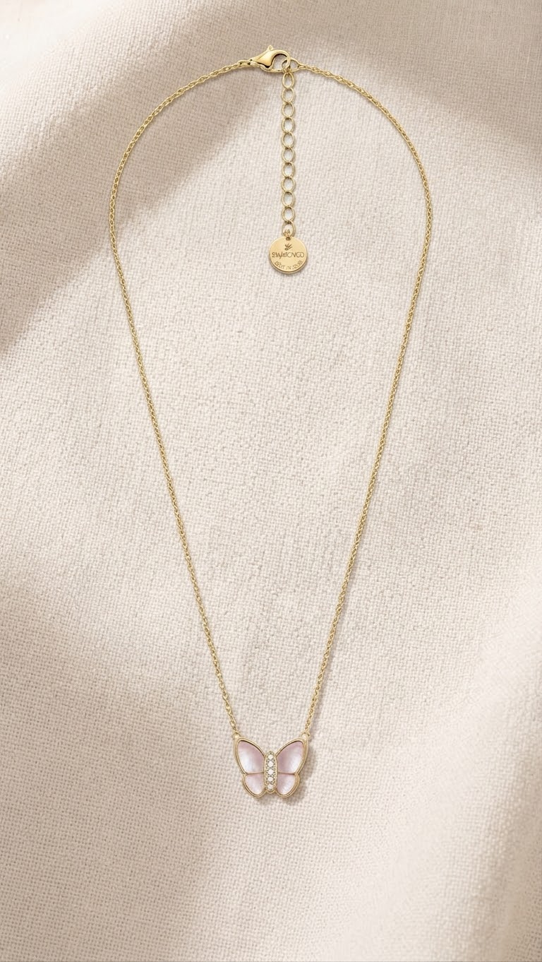 🦋 Collier Papillon Rose & Doré