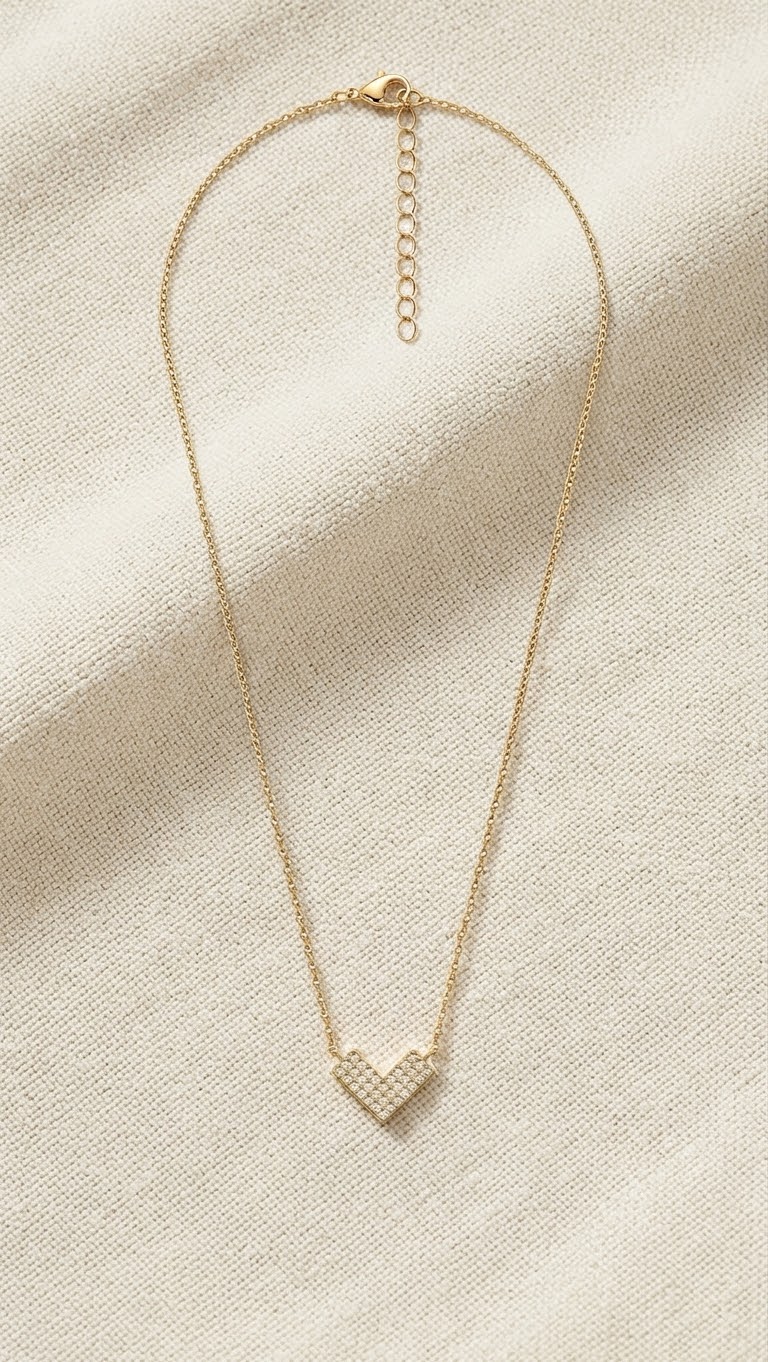 ✨ Collier Cœur Pavé Doré